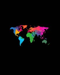 This intensely black logo design is inspired by bright and colorful splashes that subtly form a world map. The abstract conce
