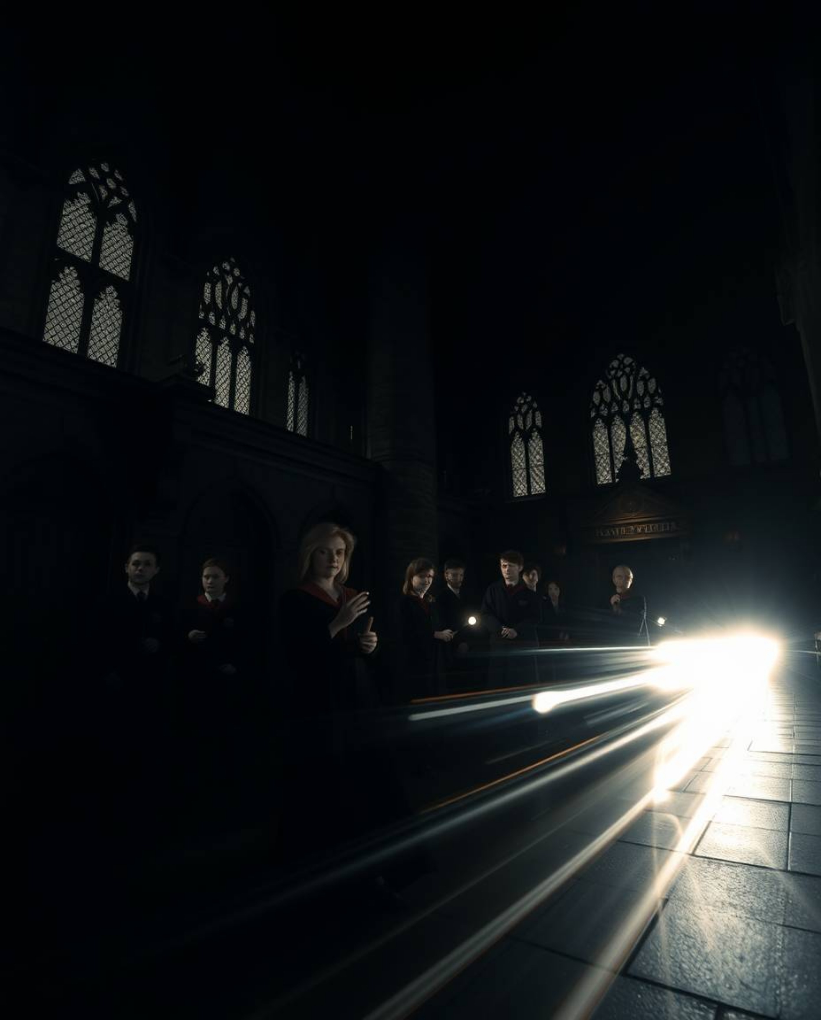 Experience the magic! This captivating long exposure photography captures a magical school brimming with young wizards, shrou