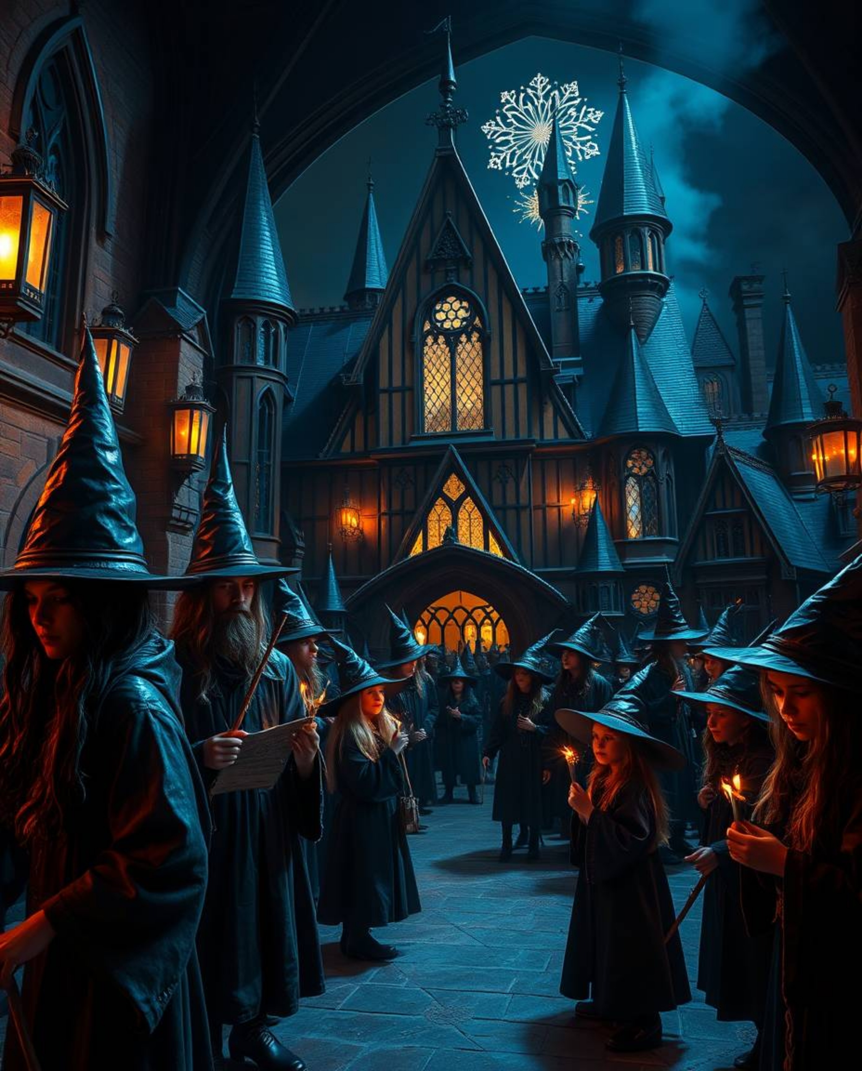 Explore a magical school teeming with young wizards, rendered in a sophisticated and elegant bronze with a captivating patina