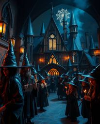 Explore a magical school teeming with young wizards, rendered in a sophisticated and elegant bronze with a captivating patina