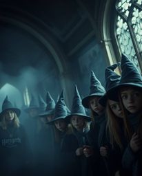Experience the magic up close! This extreme macro photograph captures a magical school brimming with young wizards, rendered