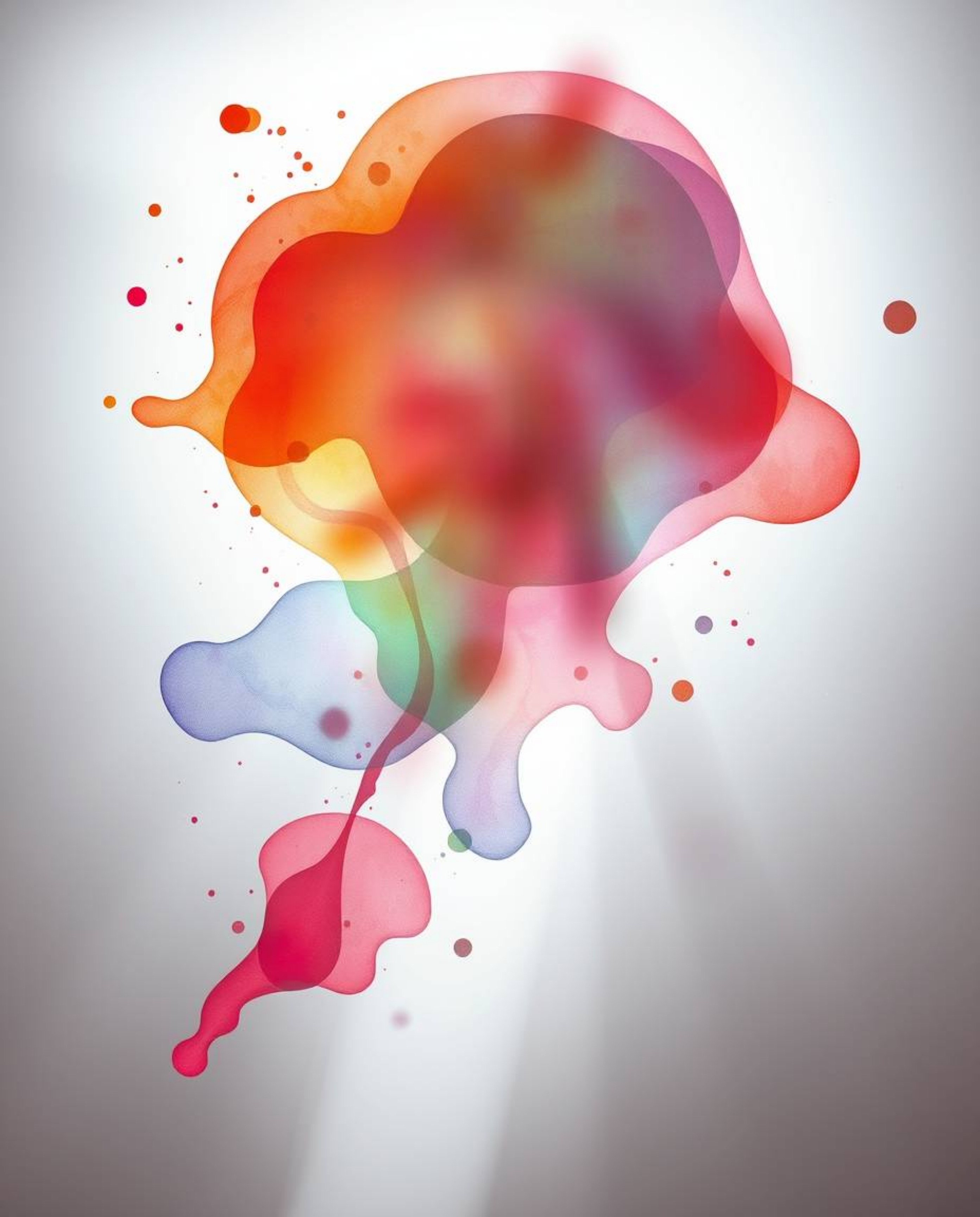 Explore the ethereal beauty of silhouetted backlighting illuminating abstract 3D colorful splash shapes floating in space. Th