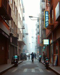 Explore the captivating world of extreme macro photography with a pixelated glitch image of a cyberpunk street bathed in a ne