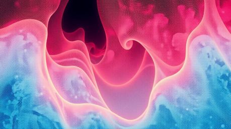 This abstract poster design features a captivating blend of isekai anime style and a surreal infrared gradient mesh pattern. 