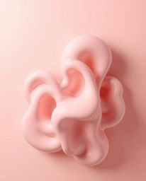 Explore mesmerizing 3D abstract liquid forms rendered in a delicate pastel color palette. The artwork features strong, hard l