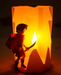 Embark on a breathtaking desert adventure with a brave hero, rendered in a stunning origami style reminiscent of Disney anima