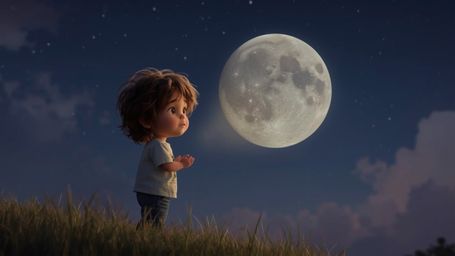 Experience a moment of pure magic with this warmly lit, cinematic photograph, reminiscent of a Pixar animated film. On a gras