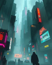 Discover stunning digital sketches of a futuristic city in glitch mode.  Experience vibrant, complementary epic colors, a mis