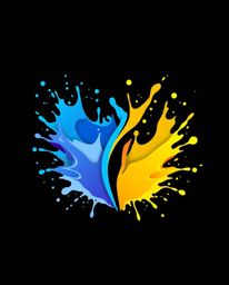 This logo design showcases dynamic and colorful splashes against a stark black background, creating a captivating freeze-fram