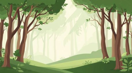 This modern flat design animation features a graceful and elegant chase scene through a looping forest background. The animat