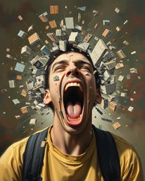 Witness a breathtaking scene where reality breaks down.  A person's scream echoes as their world dissolves into vibrant pixel
