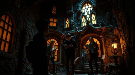 Experience a captivating visual narrative of teenagers unraveling mysteries within a meticulously crafted papier-mâché haunte