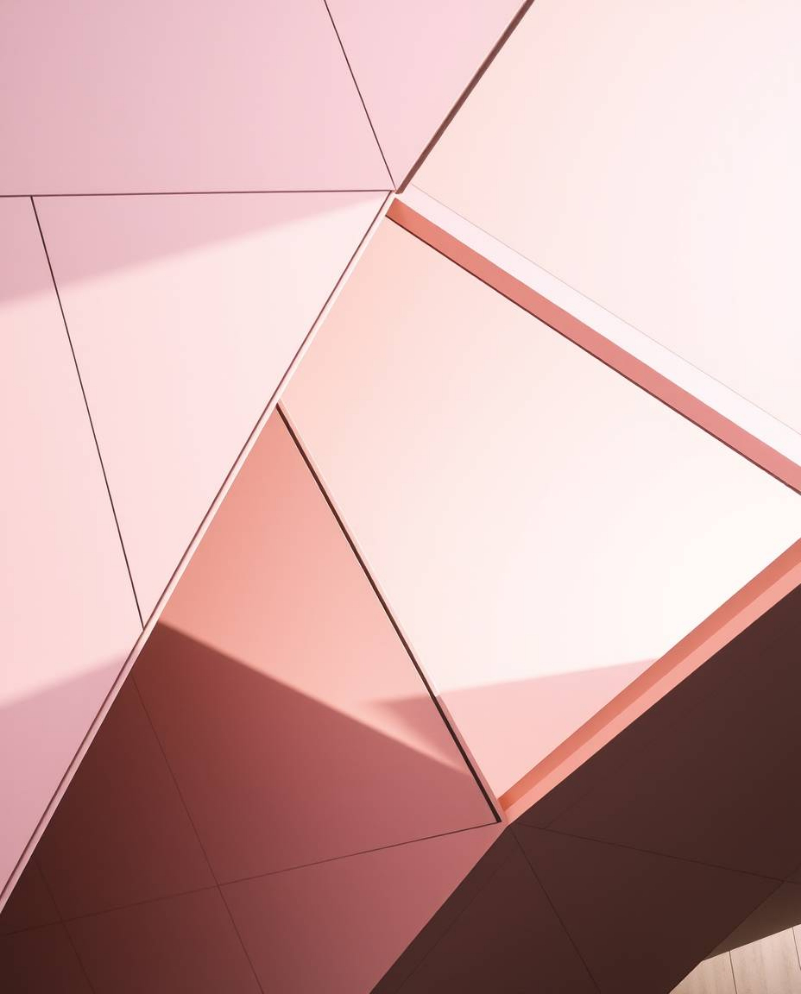 Captivating architectural color photography showcases a geometric pattern wallpaper adorned with pastel gradients and a soft,