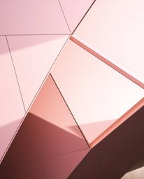 Captivating architectural color photography showcases a geometric pattern wallpaper adorned with pastel gradients and a soft,