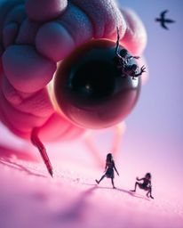 An extreme macro close-up reveals dreamlike, surreal imagery with strong, hard light and a soft gradient texture blending pin