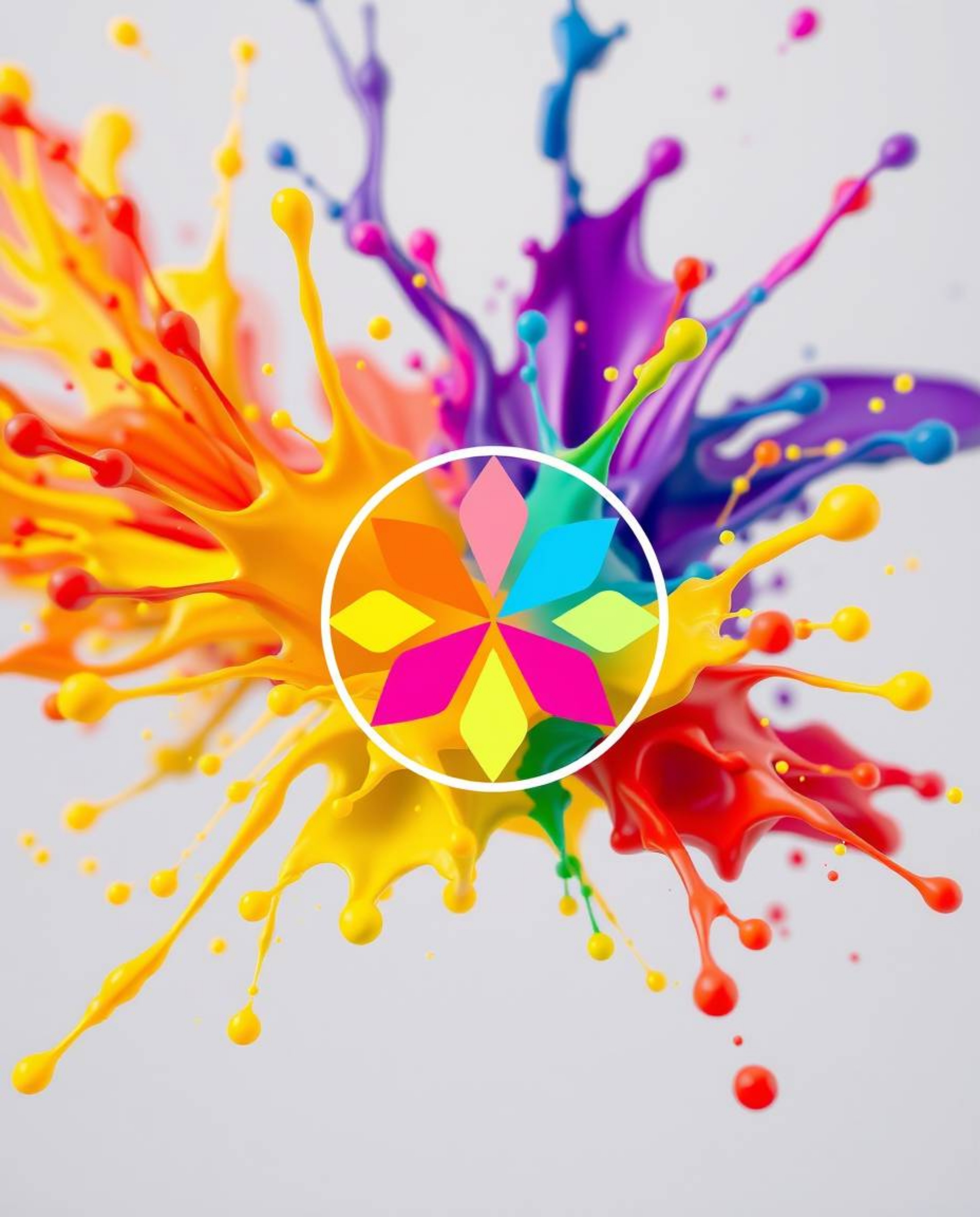 Explore the captivating world of vibrant logo design featuring complementary and contrasting colors. Witness paint splashes f
