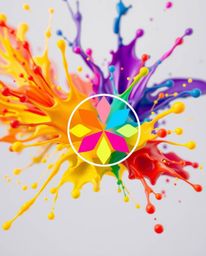Explore the captivating world of vibrant logo design featuring complementary and contrasting colors. Witness paint splashes f
