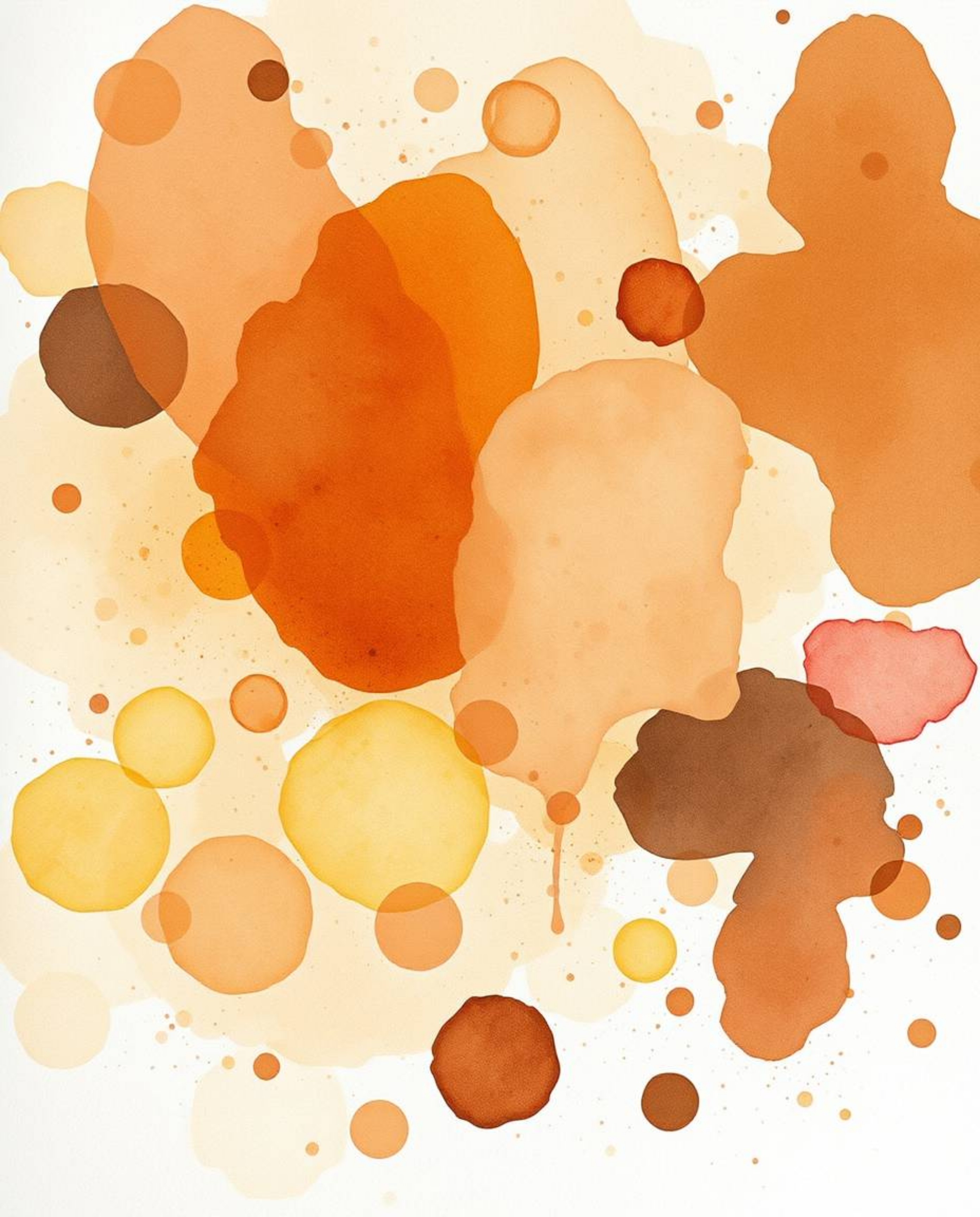 Explore the captivating blend of natural earth tones with vibrant watercolor splashes in this artwork. Browns, beiges, and mu
