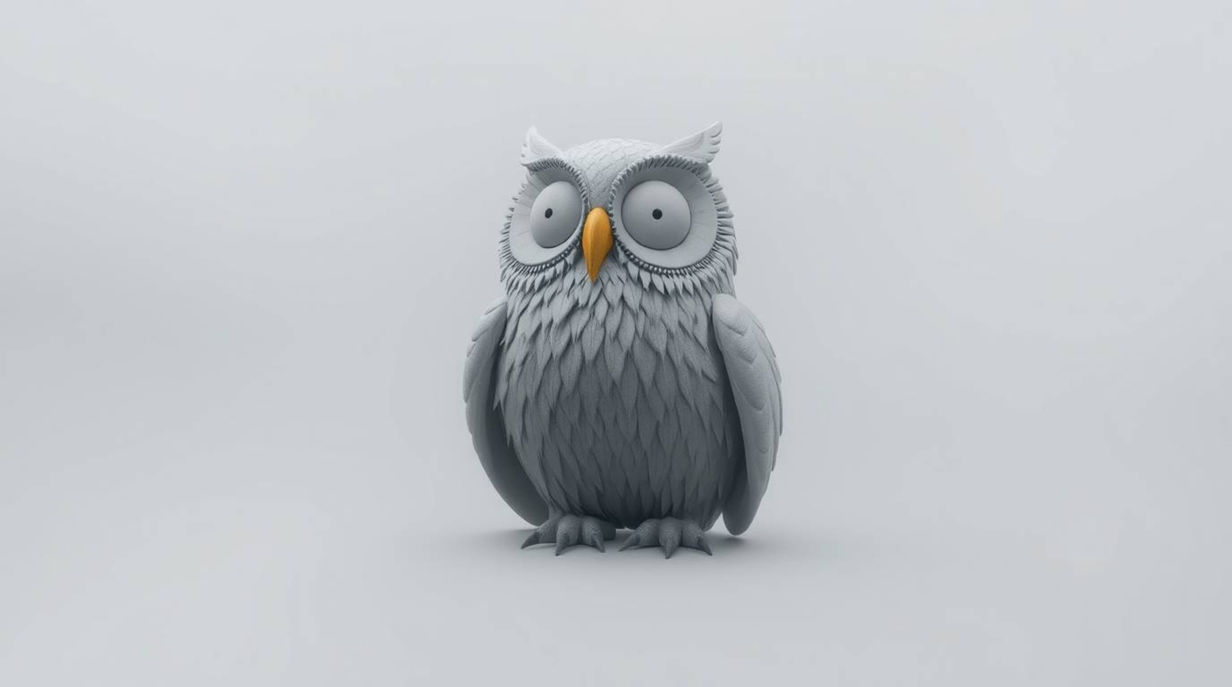 Immerse yourself in a world where sculptural clay art meets a hazy atmosphere. A blind owl, rendered in a charming Pixar styl