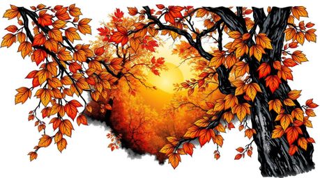 Discover stunning high-contrast, low-key tattoo art featuring a traditional print of an autumn forest. Golden leaves are illu
