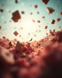 Experience the extraordinary with extreme macro close-up photography showcasing a surreal storm where objects defy gravity. T