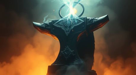 Explore creative light art featuring an anvil about to drop on a trickster character radiating a soft glow. This piece blends