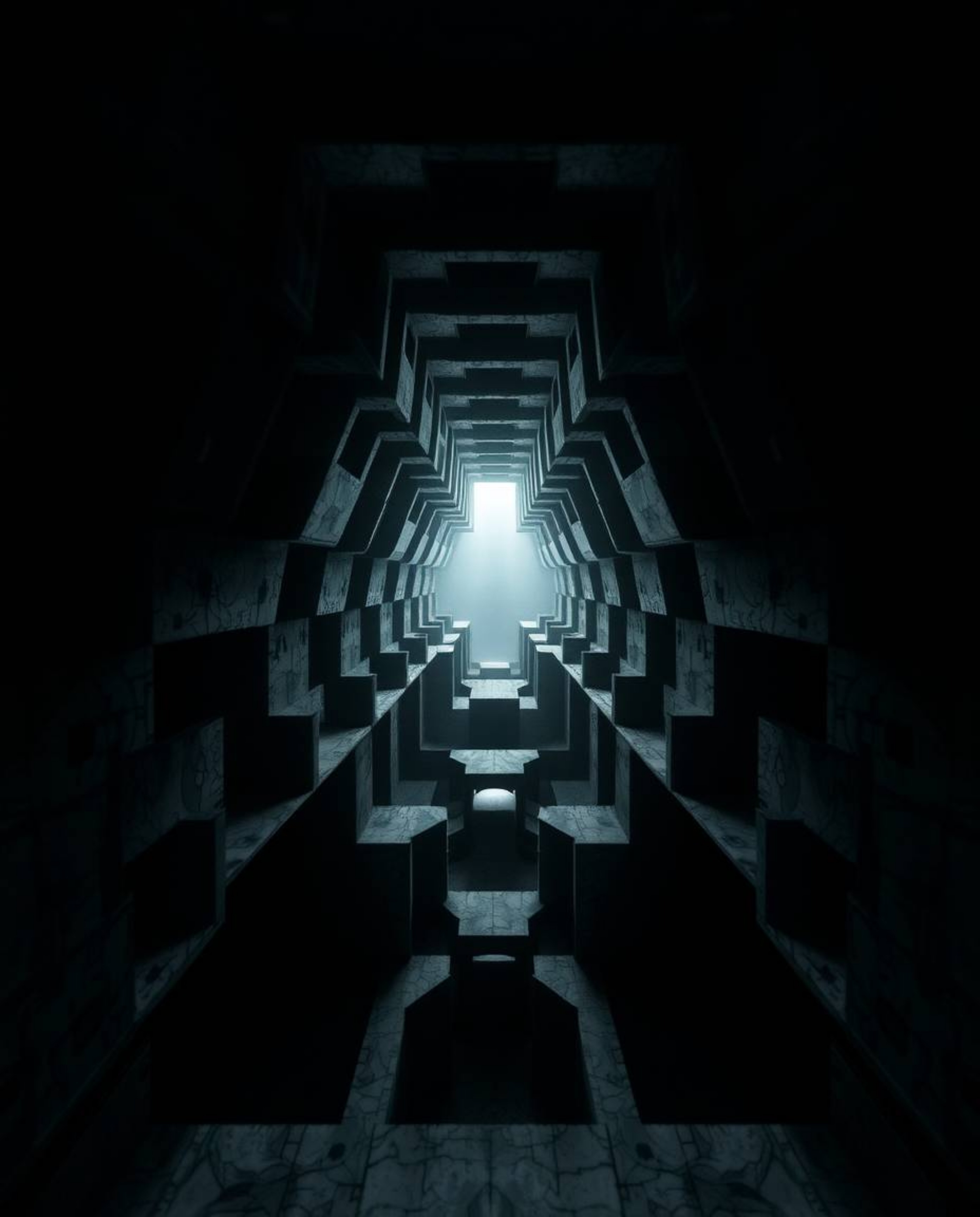 Explore a collection of unsettling yet captivating images featuring repetitive cube patterns in the style of M.C. Escher's im