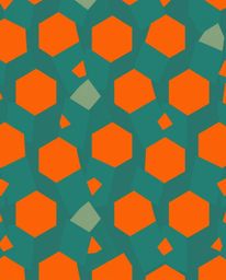 Explore a modern flat design featuring a seamless geometric pattern composed of hexagons and triangles, rendered in a vibrant