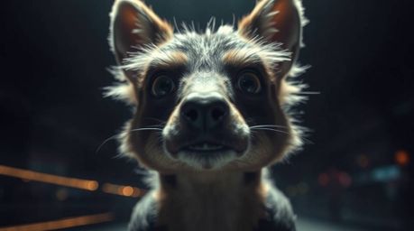 A captivating long-exposure photograph showcases a sarcastic animal sidekick with incredibly expressive eyes.  The image boas