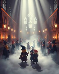 Explore a magical school brought to life with volumetric lighting and a modern flat design aesthetic. Young wizards learn the