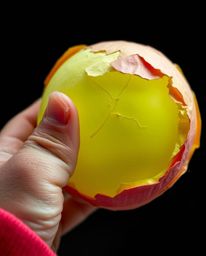 A stunning extreme macro photograph captures the intricate details of a child's hand gently holding a balloon sculpted from l