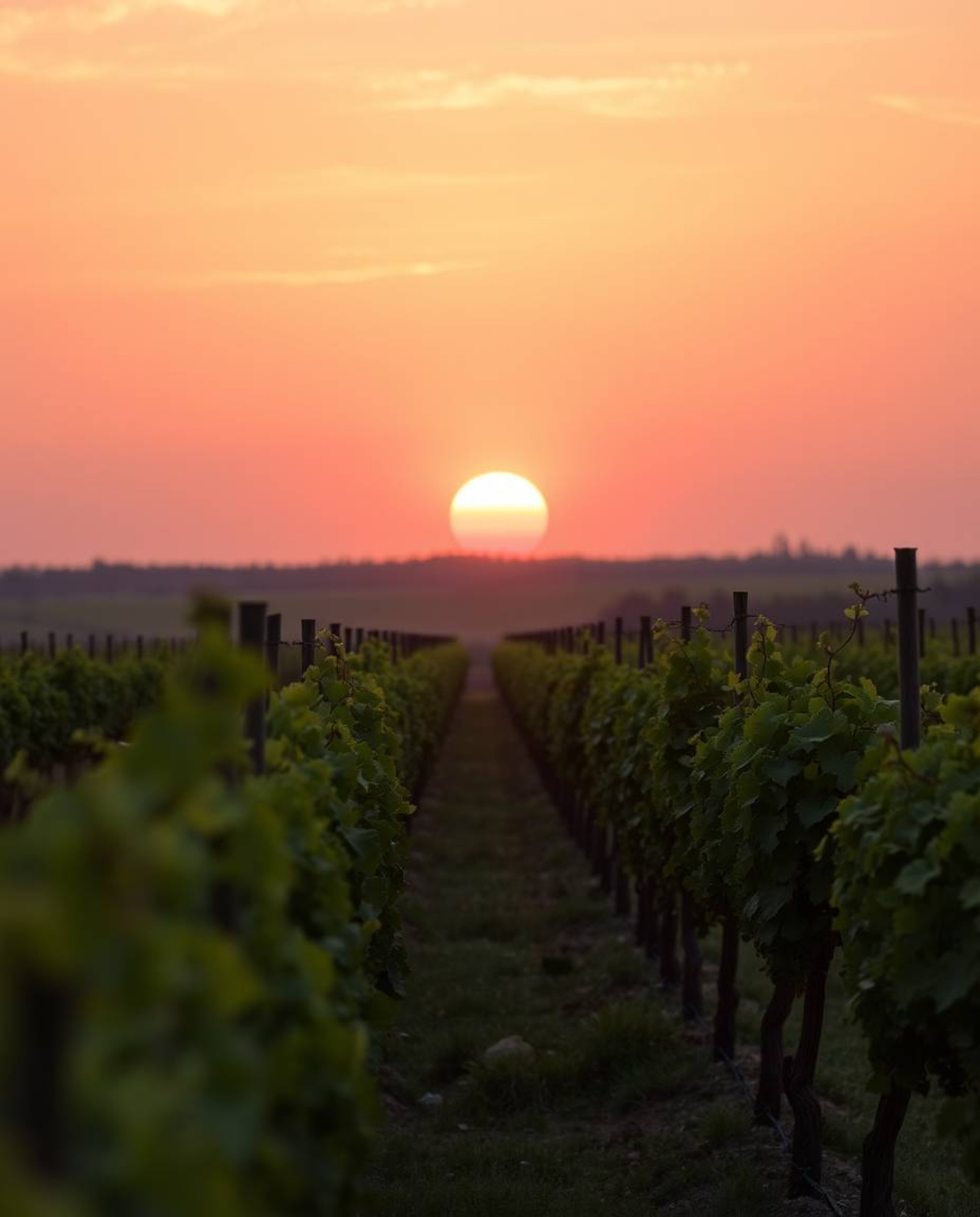 This is a high-resolution commercial stock photo offering an extreme macro close-up of a vineyard at sunset. The professional