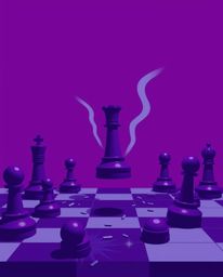 A captivating digital artwork showcasing a chessboard with pieces suspended mid-air in a moment of frozen destruction.  Rende