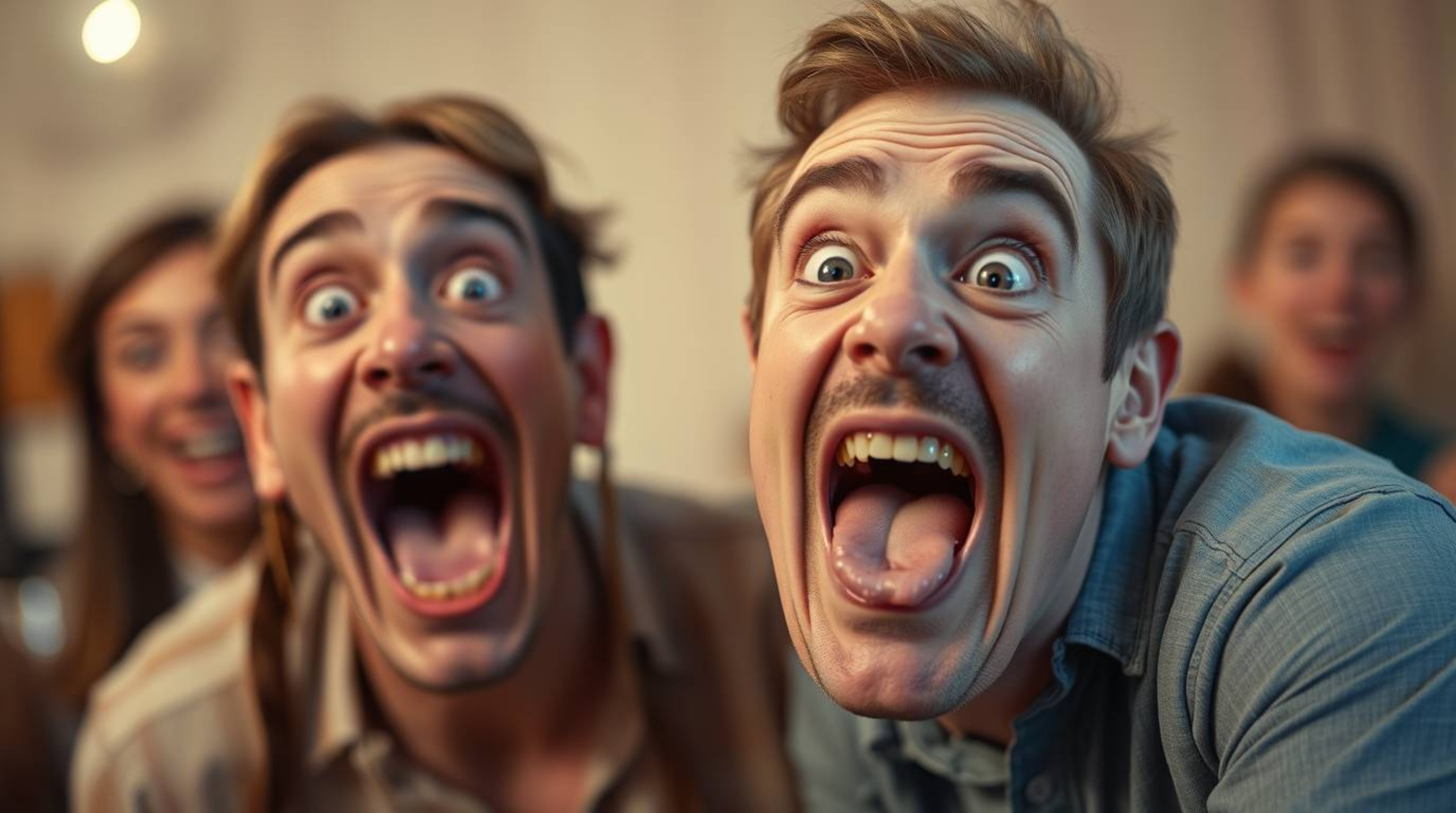 A hilarious gross-out comedy scene rendered in soft pastel colors with a dreamy bokeh effect.  The image features exaggerated
