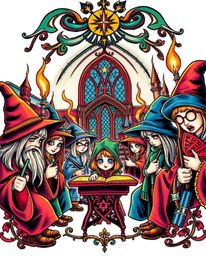 Immerse yourself in the whimsical world of a magical school teeming with young wizards, captured in a tight close-up shot rem