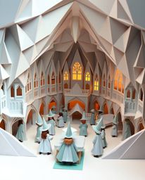 Step into a whimsical world where magic and artistry intertwine! This intricate origami-style magical school is a haven for y