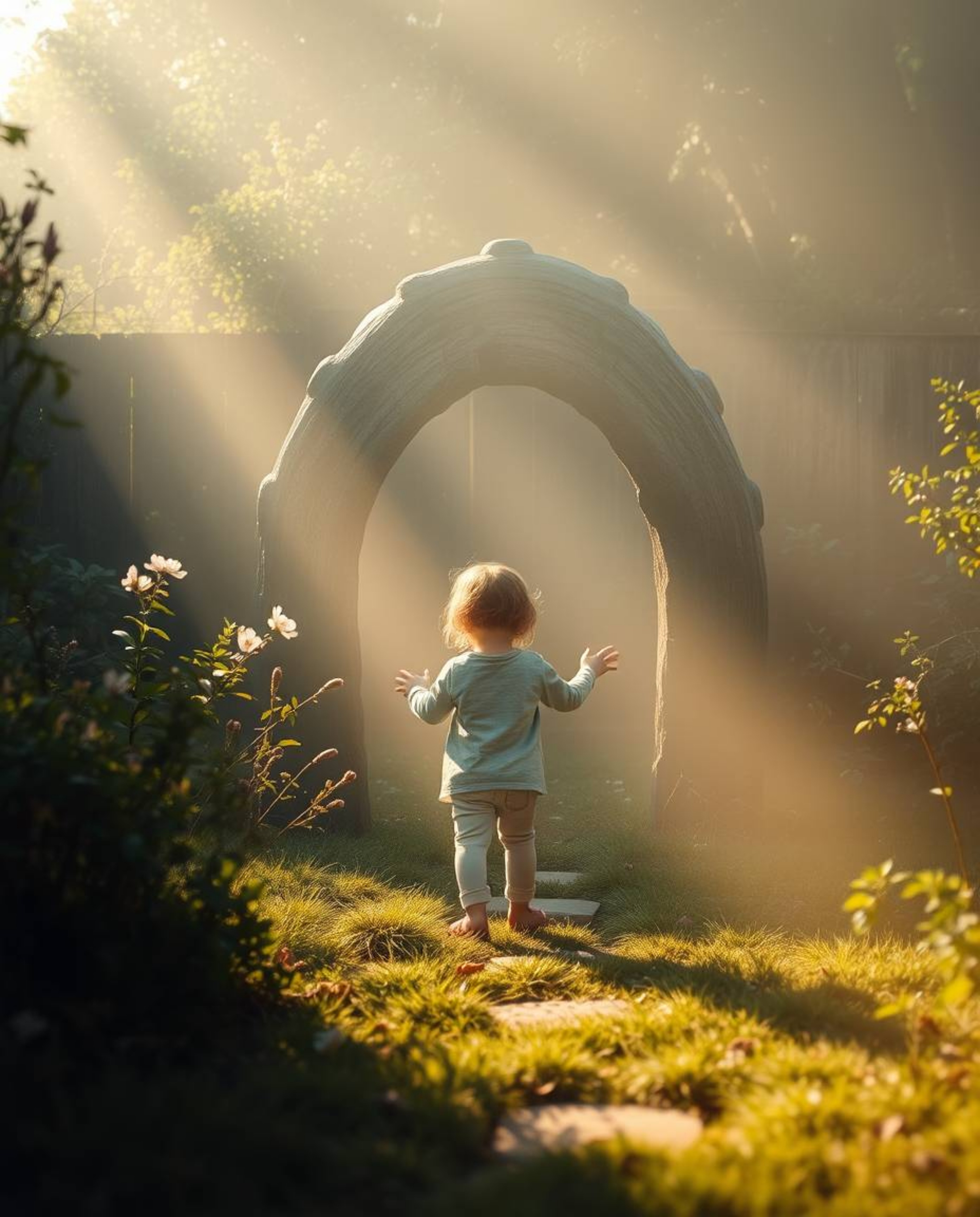 A child's imagination takes flight as they stumble upon a magical portal hidden in their own backyard. Enveloped in a soft, d