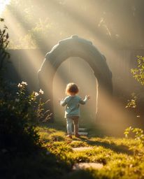 A child's imagination takes flight as they stumble upon a magical portal hidden in their own backyard. Enveloped in a soft, d