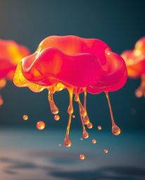Experience a mesmerizing visual feast of dynamic, moving floating 3D blobs crafted from vibrant fluid jelly and synthetic tex
