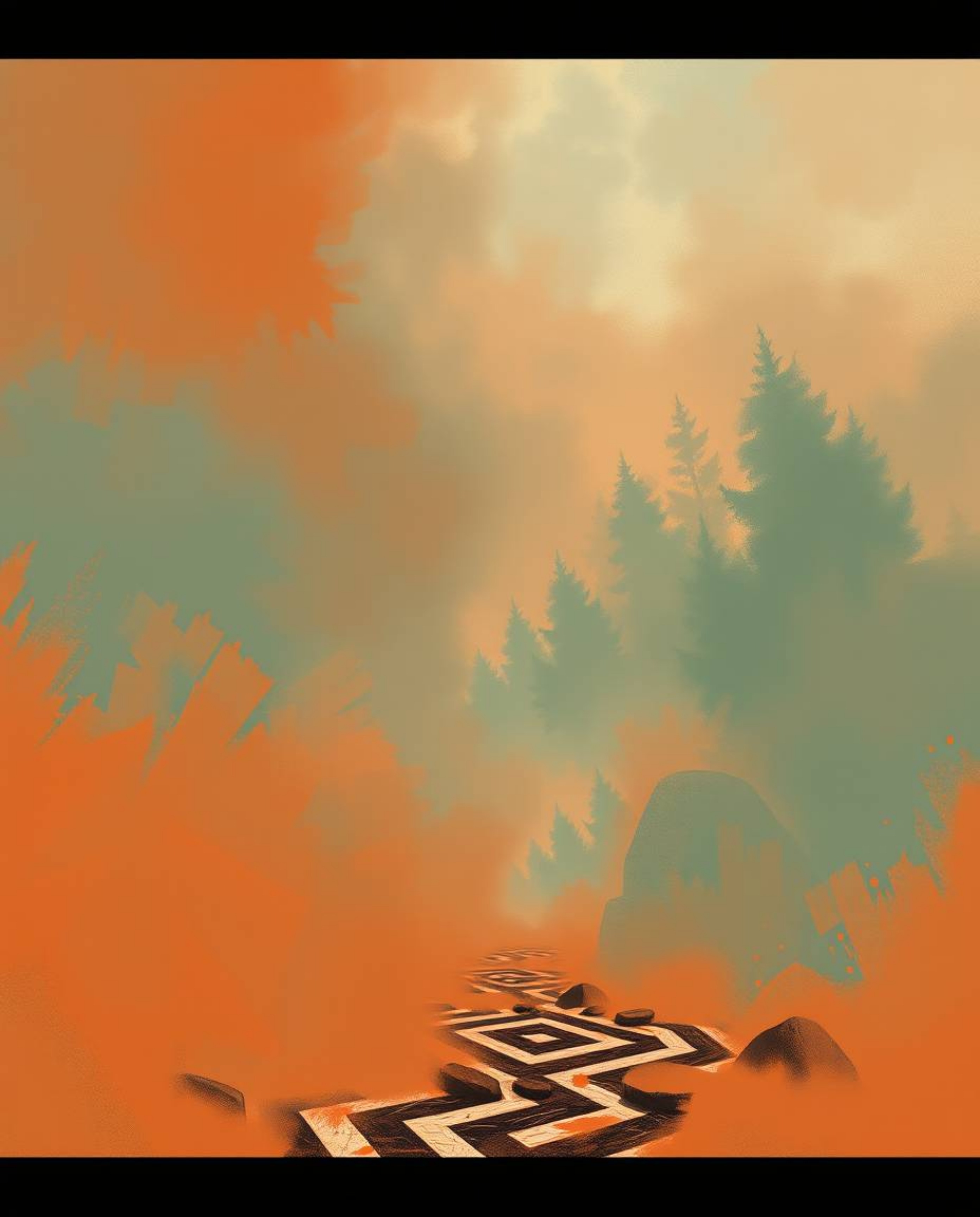 Explore the captivating fusion of epic complementary colors in this misty atmospheric digital sketch.  Featuring loose painte