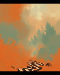 Explore the captivating fusion of epic complementary colors in this misty atmospheric digital sketch.  Featuring loose painte