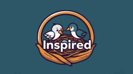 A visually appealing logo featuring two cartoon birds constructing a nest, rendered in a classic animation style. The design