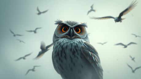 A Pixar-style blind owl, defying expectations, teaches birds how to fly. Gazing into the wind with inner vision, it navigates