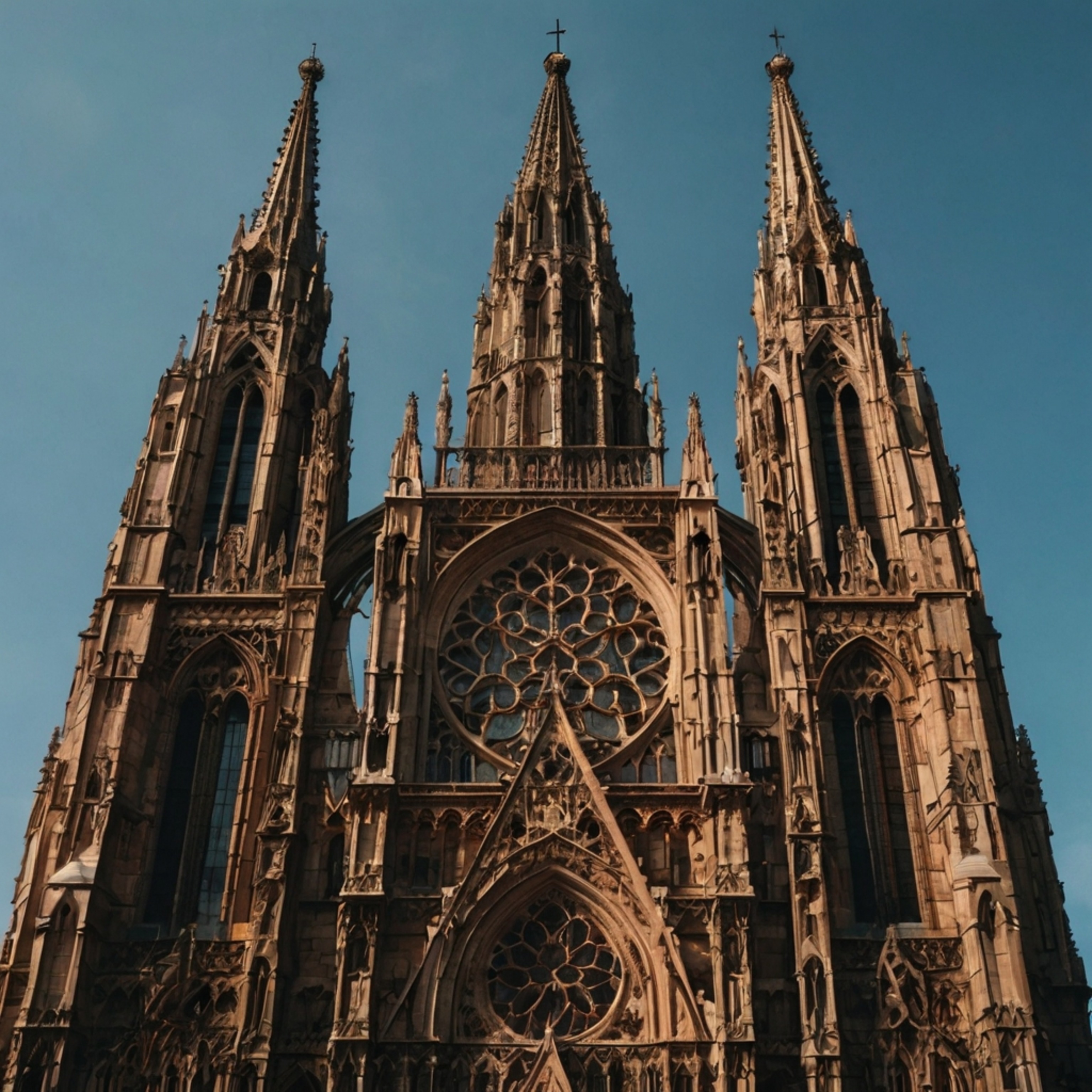 This magnificent Gothic cathedral stands as a testament to architectural brilliance, boasting towering spires that pierce the