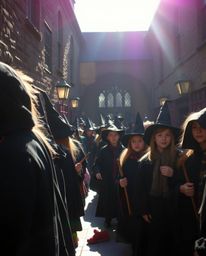 Explore the enchanting world of young wizards through candid street photography, capturing spontaneous and magical moments wi