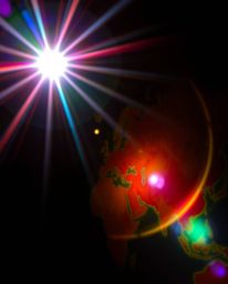 Explore an image featuring a distinct split lens flare, bright light streaks, and vibrant colors that boldly divide the secti