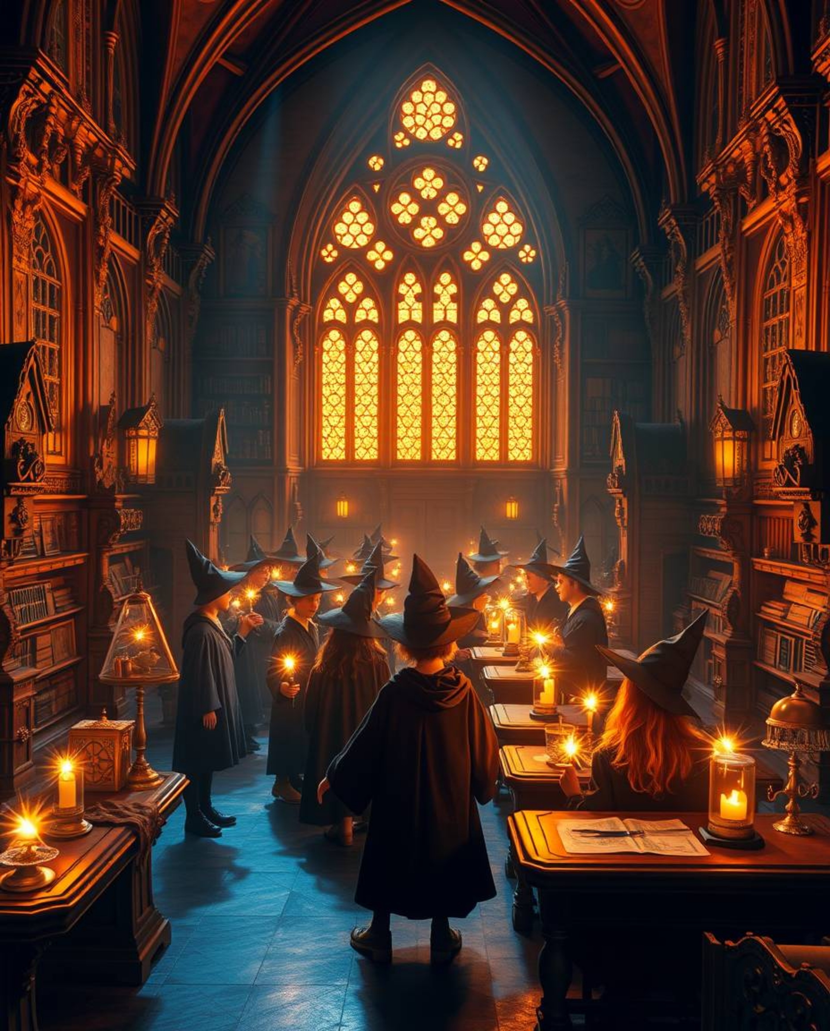 Discover a captivating magical school brimming with radiant young wizards.  Immerse yourself in a world of warm golden light,