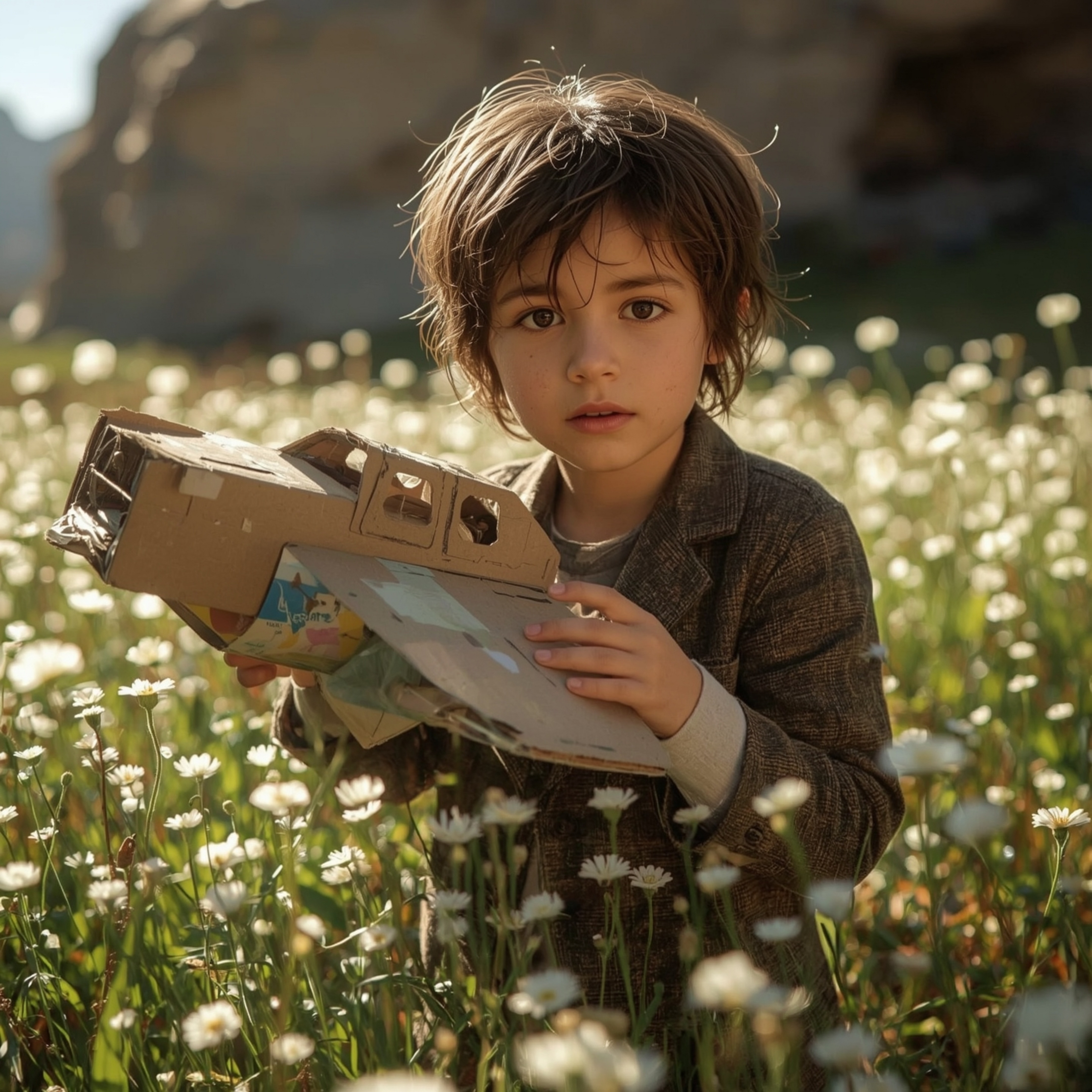 Experience a heartwarming journey with a young boy whose bright, curious eyes reflect the wonder of his imagination. In a Pix