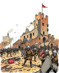 Explore a chaotic battlefield brought to life in a vibrant color sketchnote style. This hand-drawn sketch depicts a scene of 