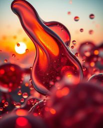 This captivating artwork features glassy, fluid 3D shapes in constant motion, beautifully illuminated by the warm, golden lig